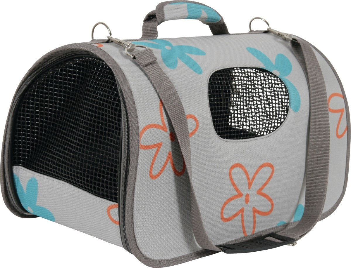 PET CARRIER FLOWER GREY SMALL