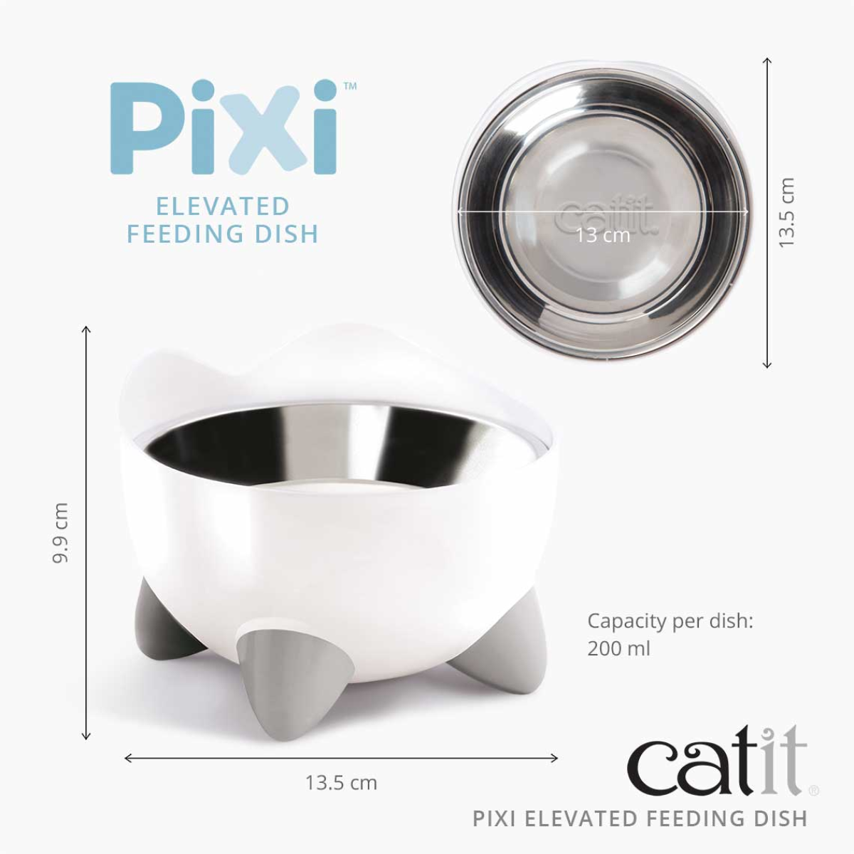 Catit PIXI Elevated Feeding Dish - White