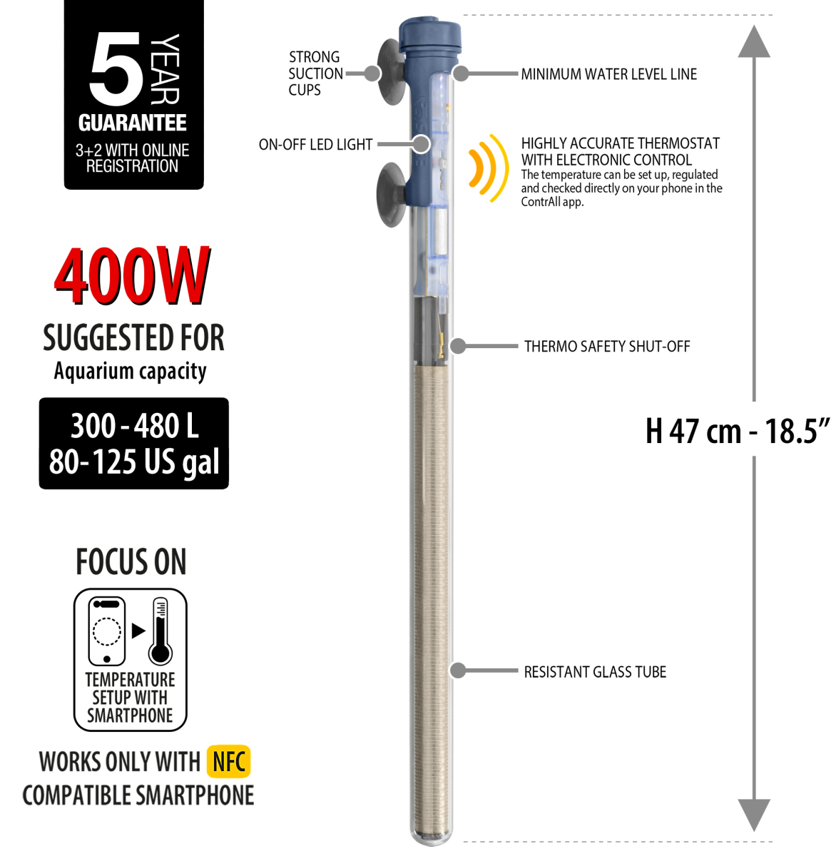 SCUBA CONTACTLESS SUBMERSIBLE HEATER 400W