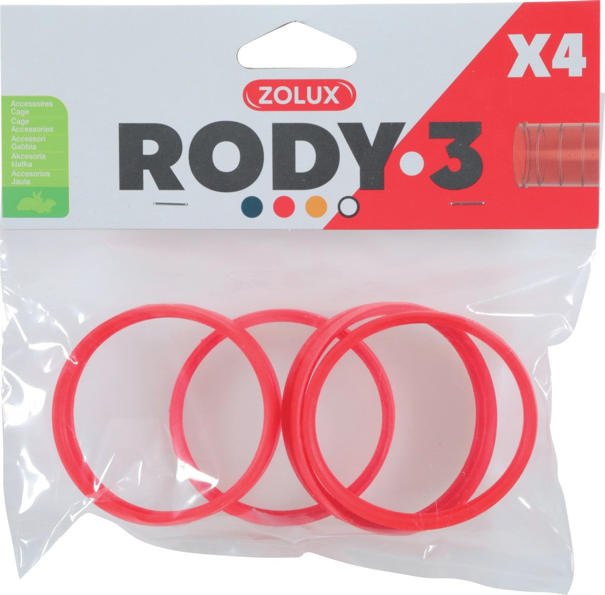 RODY.3 CONNECTOR RING GRENADINE x4 - RED