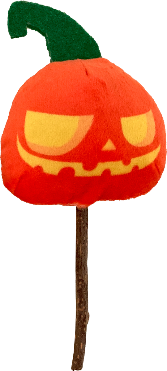 CAT TOY FRIGHT PUMPKIN W/ SILVERVINE 15cm