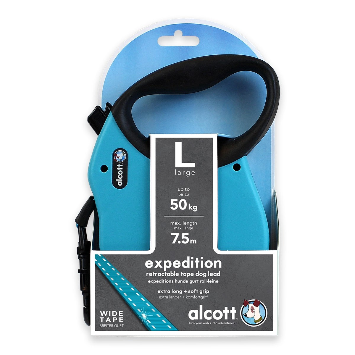 Expedition retractable leash, 7.5 m - Large - Blue