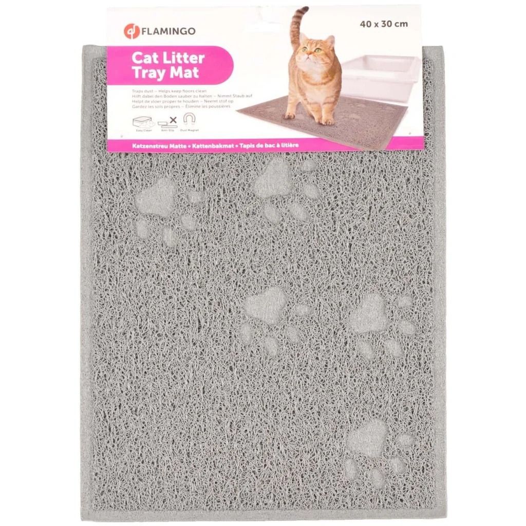 Flamingo Tumbi Rectangular Cat Litter Tray Mat - Green SMALL