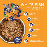 Thumbnail for Fish4dogs Finest Complete White Fish with Sweet Potato & Green Bean Wet Dog Food 395g - 395g