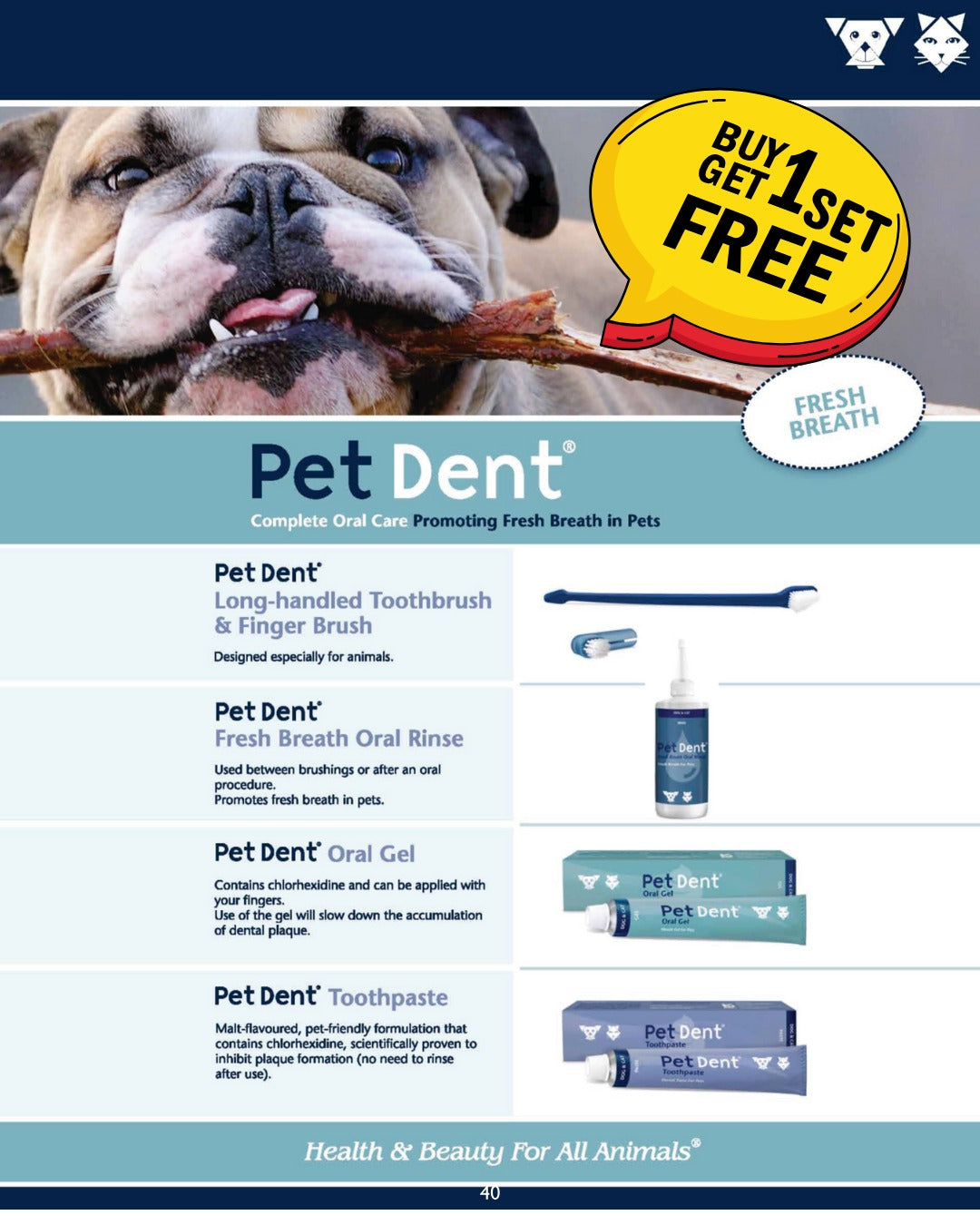 Kyron Pet Dent Bundle Offer - Oral Gel 60g + Toothpaste 60g + Fresh Breath Oral Rinse 100ml + Finger Brush + Long-handled Toothbrush