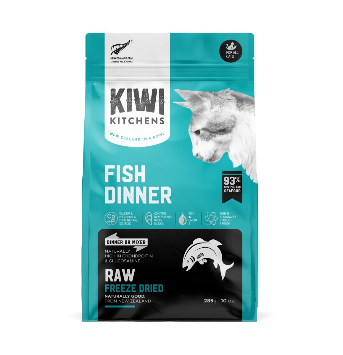 Kiwi Kitchens Raw Freeze Dried Fish Dinner Dry Cat Food - 285g