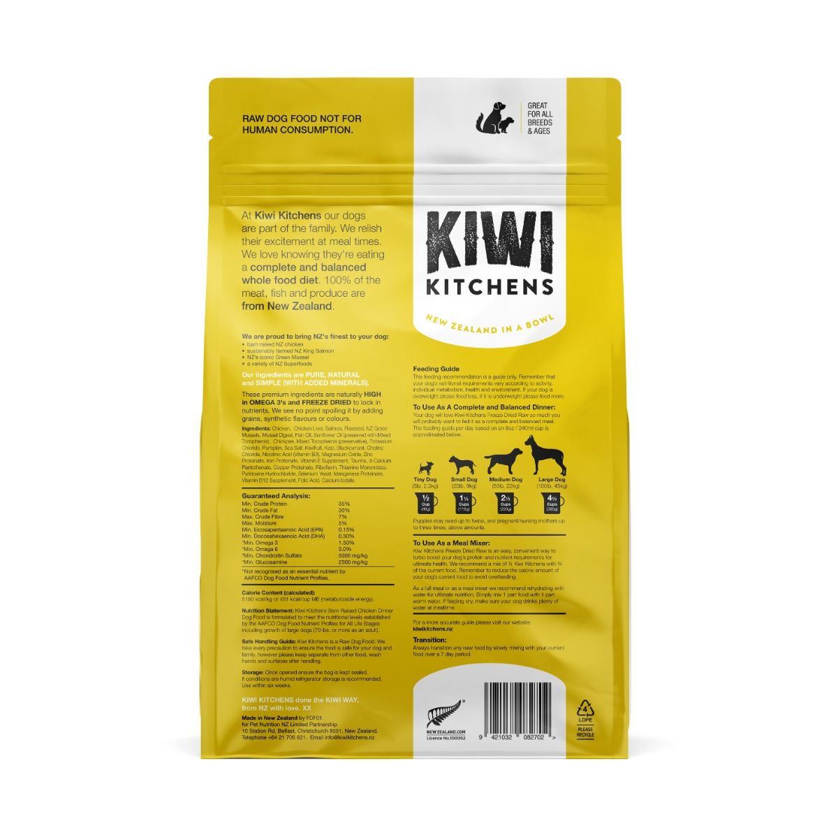 Kiwi Kitchens Freeze Dried Chicken Dry Dog Food - 900g