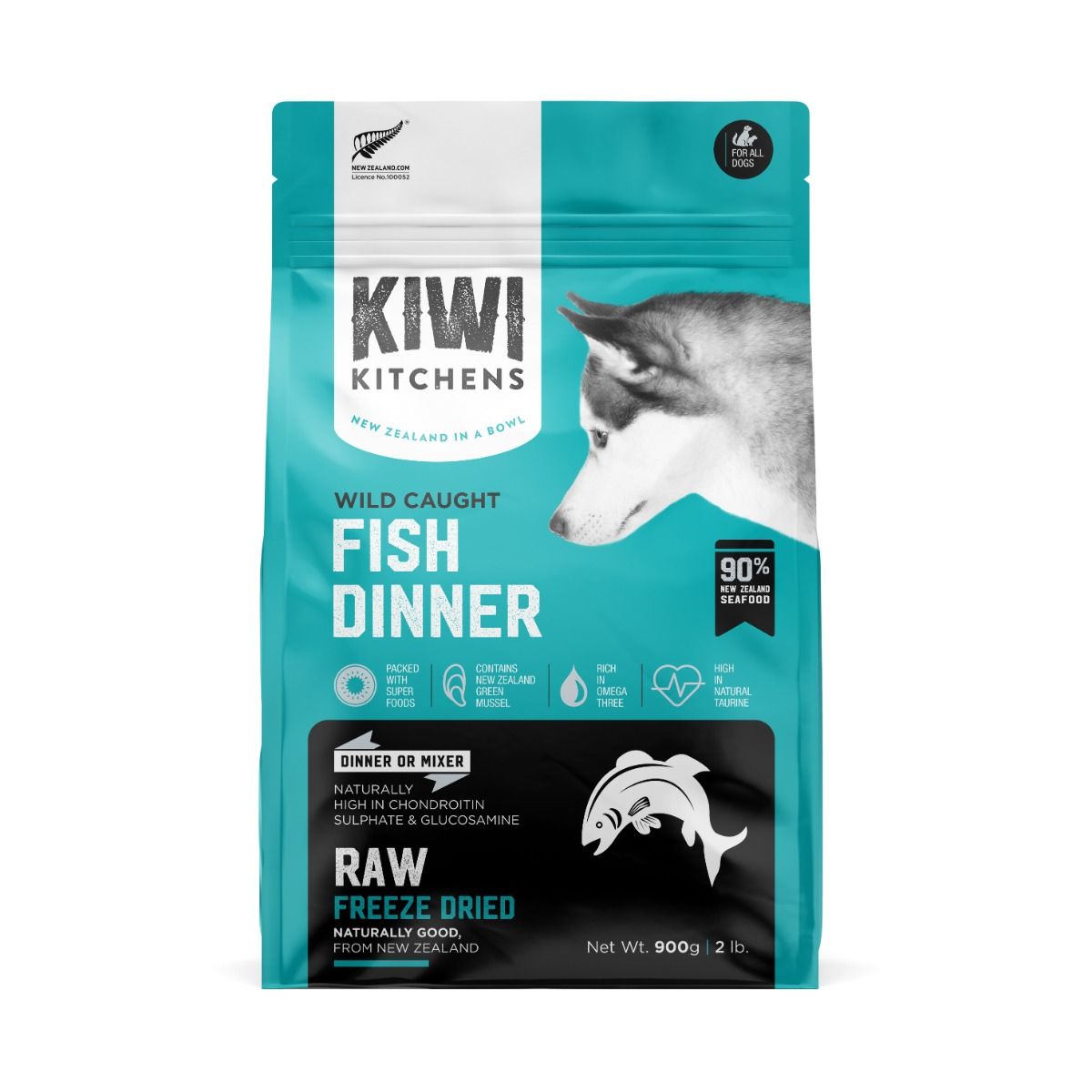 Kiwi Kitchens Raw Freeze Dried Wild Caught Fish Dinner Dry Dog Food - 425g