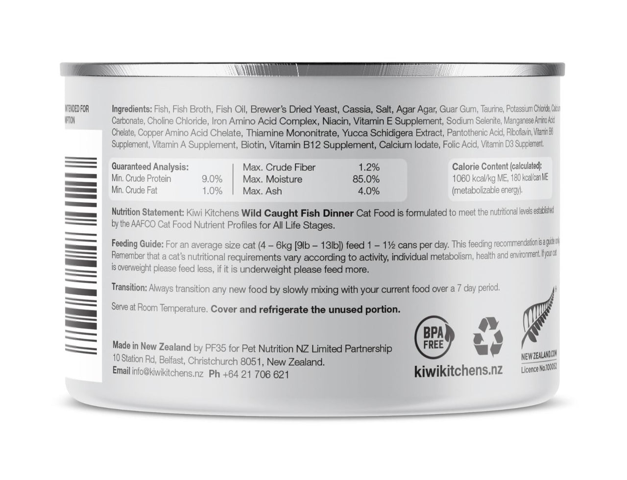 Kiwi Kitchens Wild Caught Fish Dinner Canned Wet Cat Food  - 170g