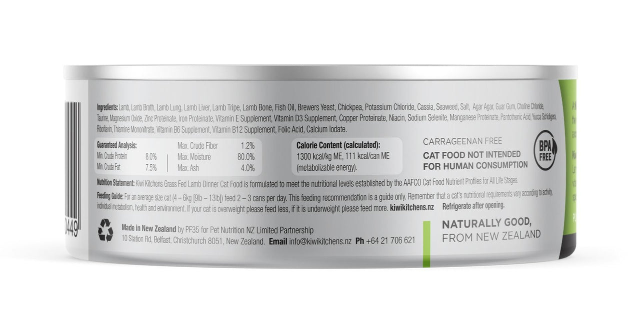 Kiwi Kitchens Grass Fed Lamb Dinner Canned Wet Cat Food - 170g