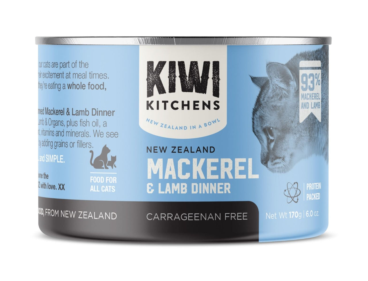 Kiwi Kitchens Mackerel & Lamb Dinner Canned Wet Cat Food - 170g