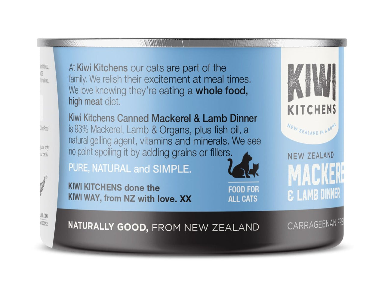 Kiwi Kitchens Mackerel & Lamb Dinner Canned Wet Cat Food - 170g