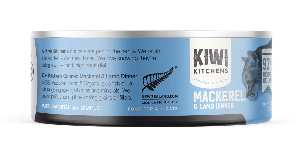 Kiwi Kitchens Mackerel & Lamb Dinner Canned Wet Cat Food - 170g