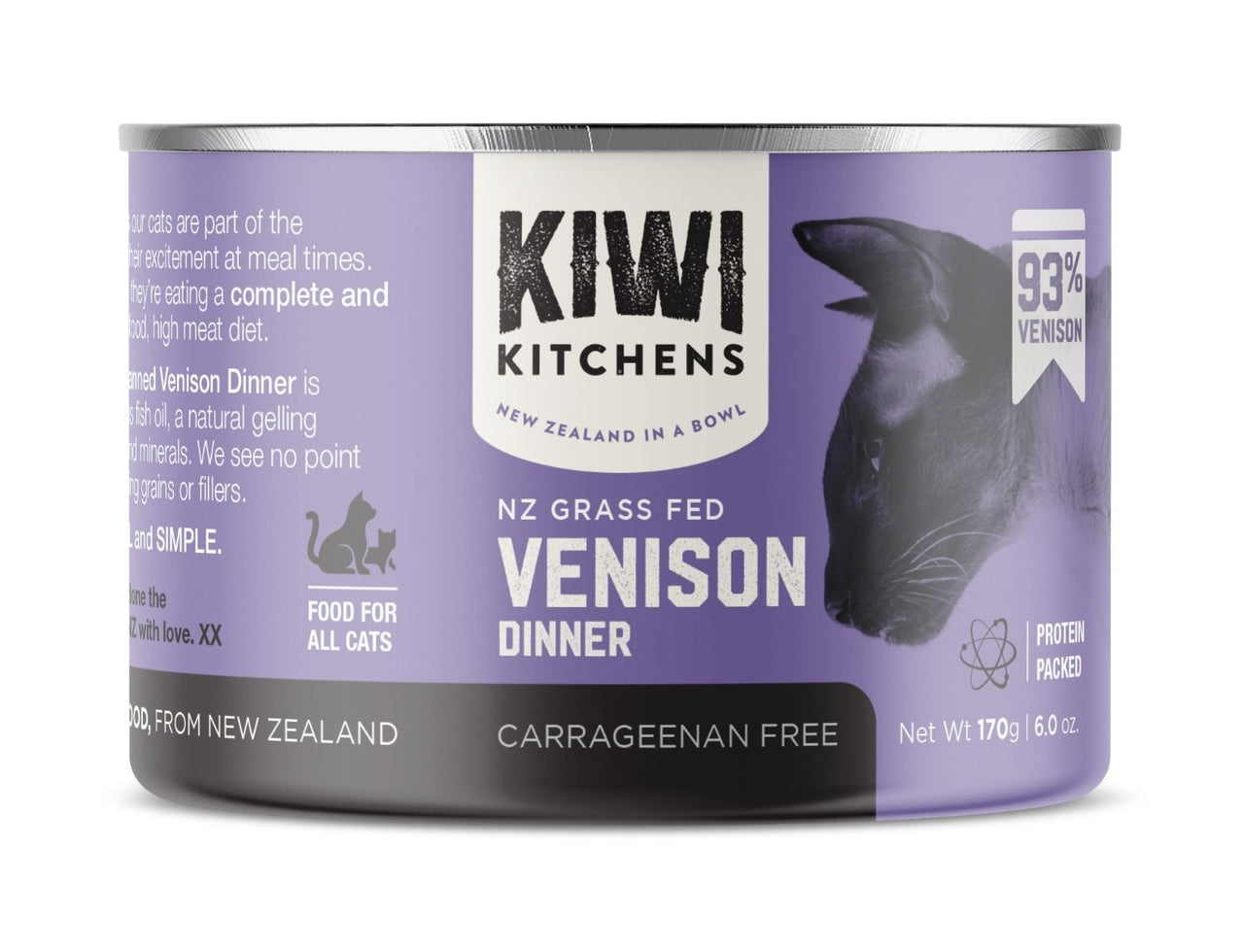 Kiwi Kitchens Grass Fed Venison Dinner Canned Wet Cat Food - 170g