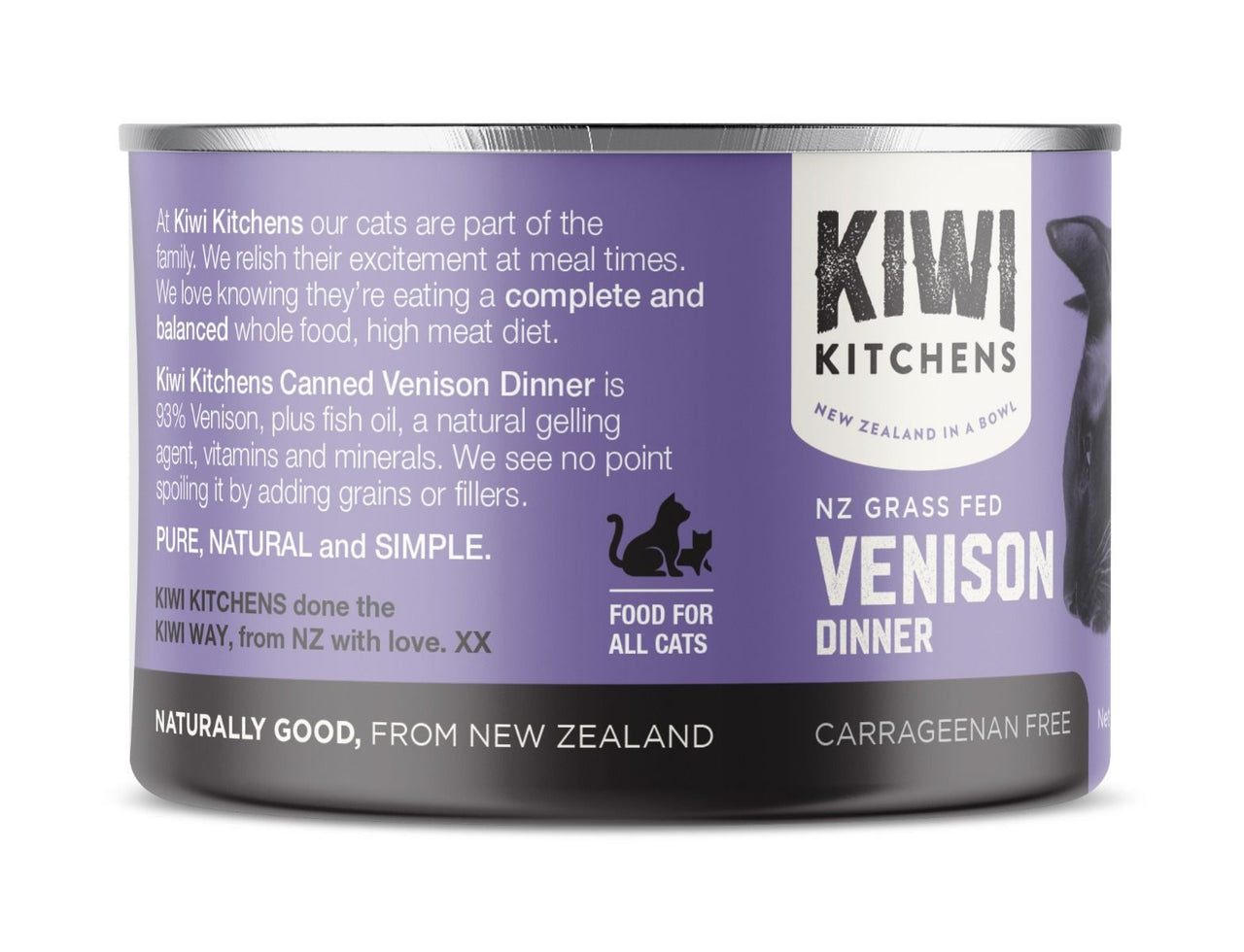 Kiwi Kitchens Grass Fed Venison Dinner Canned Wet Cat Food - 85g