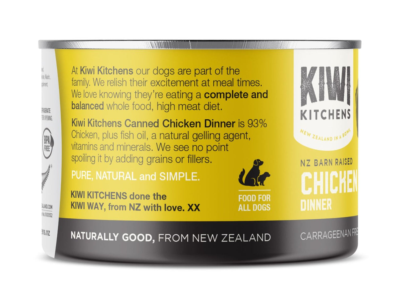 Kiwi Kitchens Barn Raised Chicken Dinner Canned Wet Dog Food  - 170g