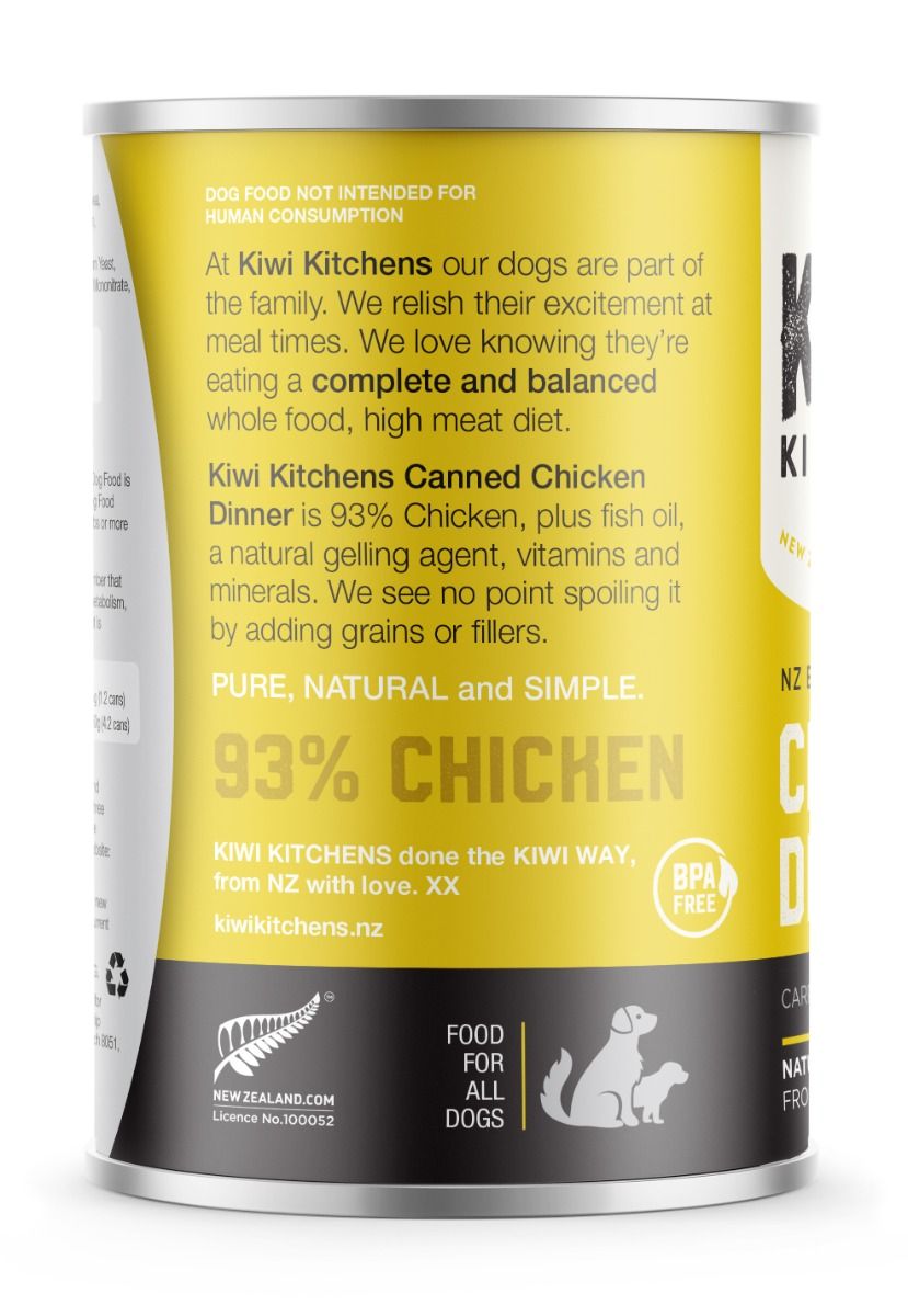 Kiwi Kitchens Barn Raised Chicken Dinner Canned Wet Dog Food  - 170g