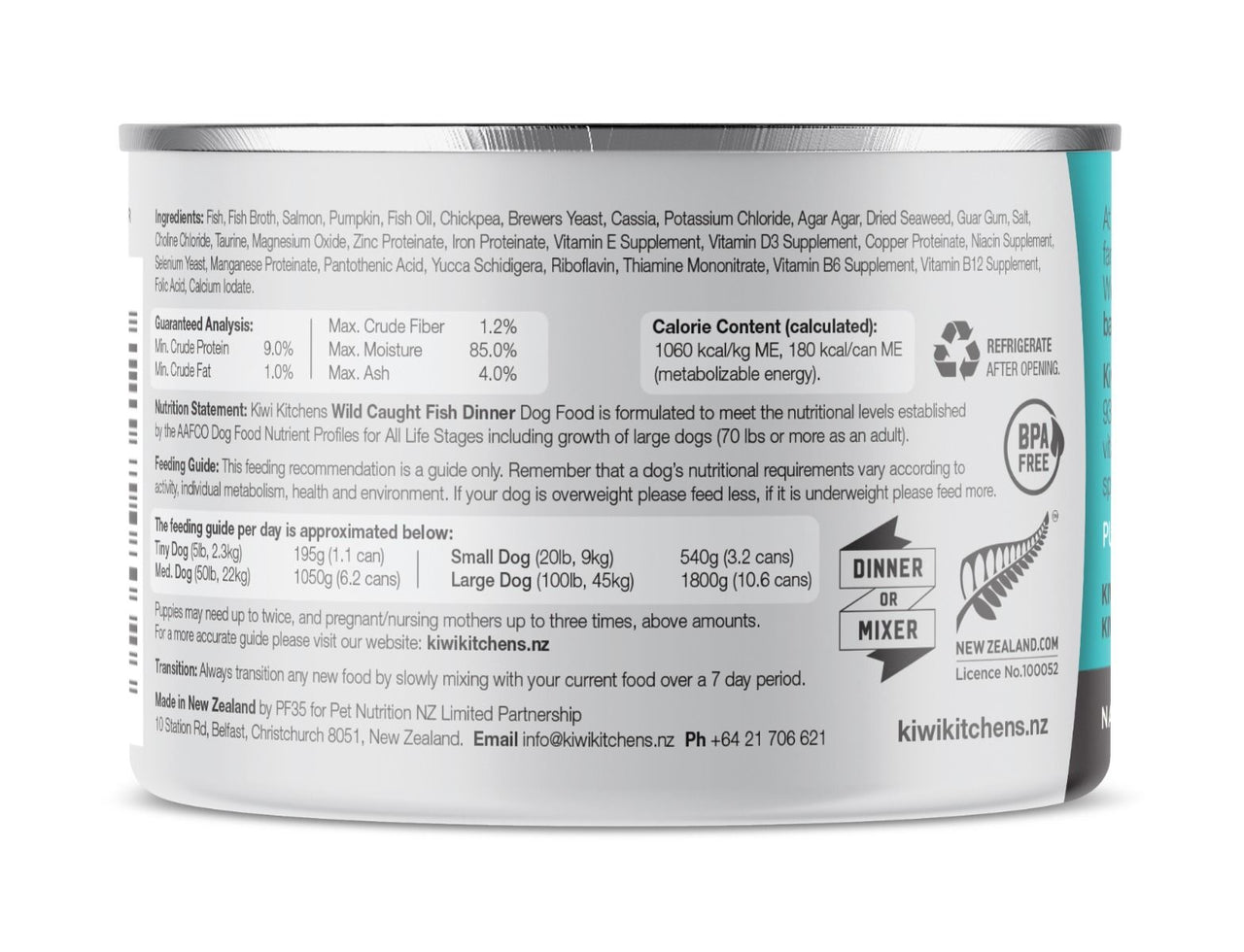 Kiwi Kitchens Wild Caught Fish Dinner Canned Wet Dog Food - 375g