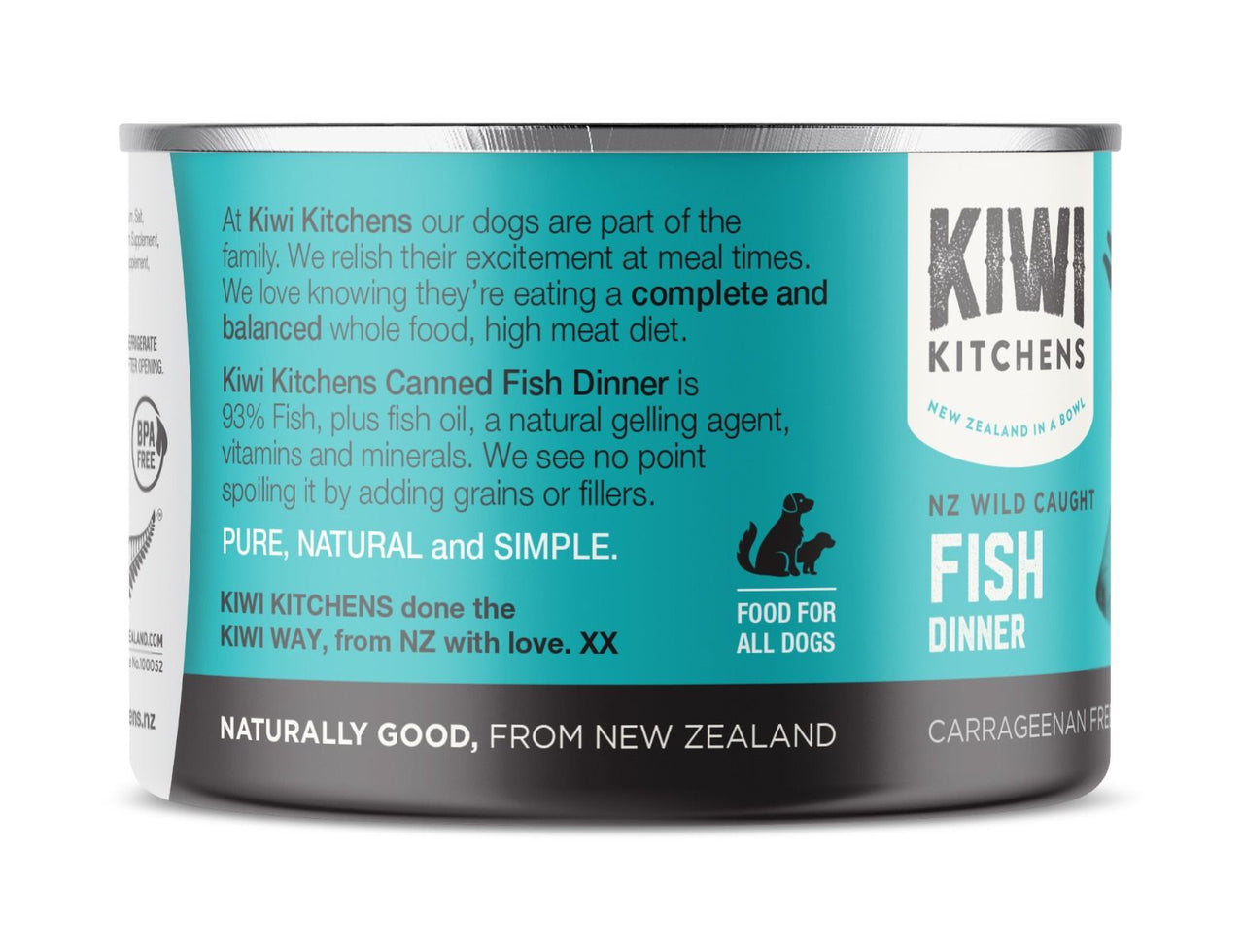 Kiwi Kitchens Wild Caught Fish Dinner Canned Wet Dog Food - 375g