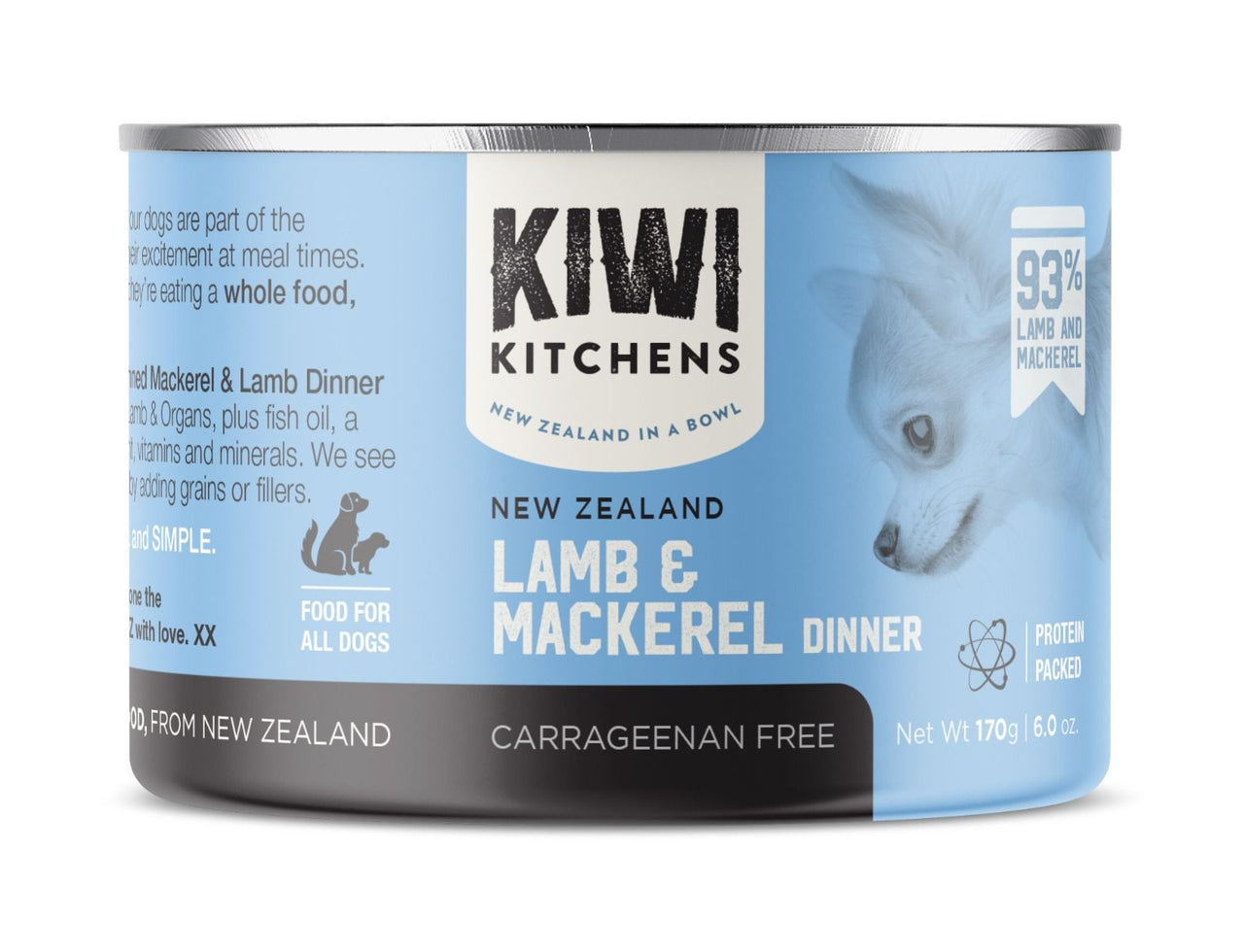 Kiwi Kitchens Mackerel & Lamb Dinner Canned Wet Dog Food - 375g