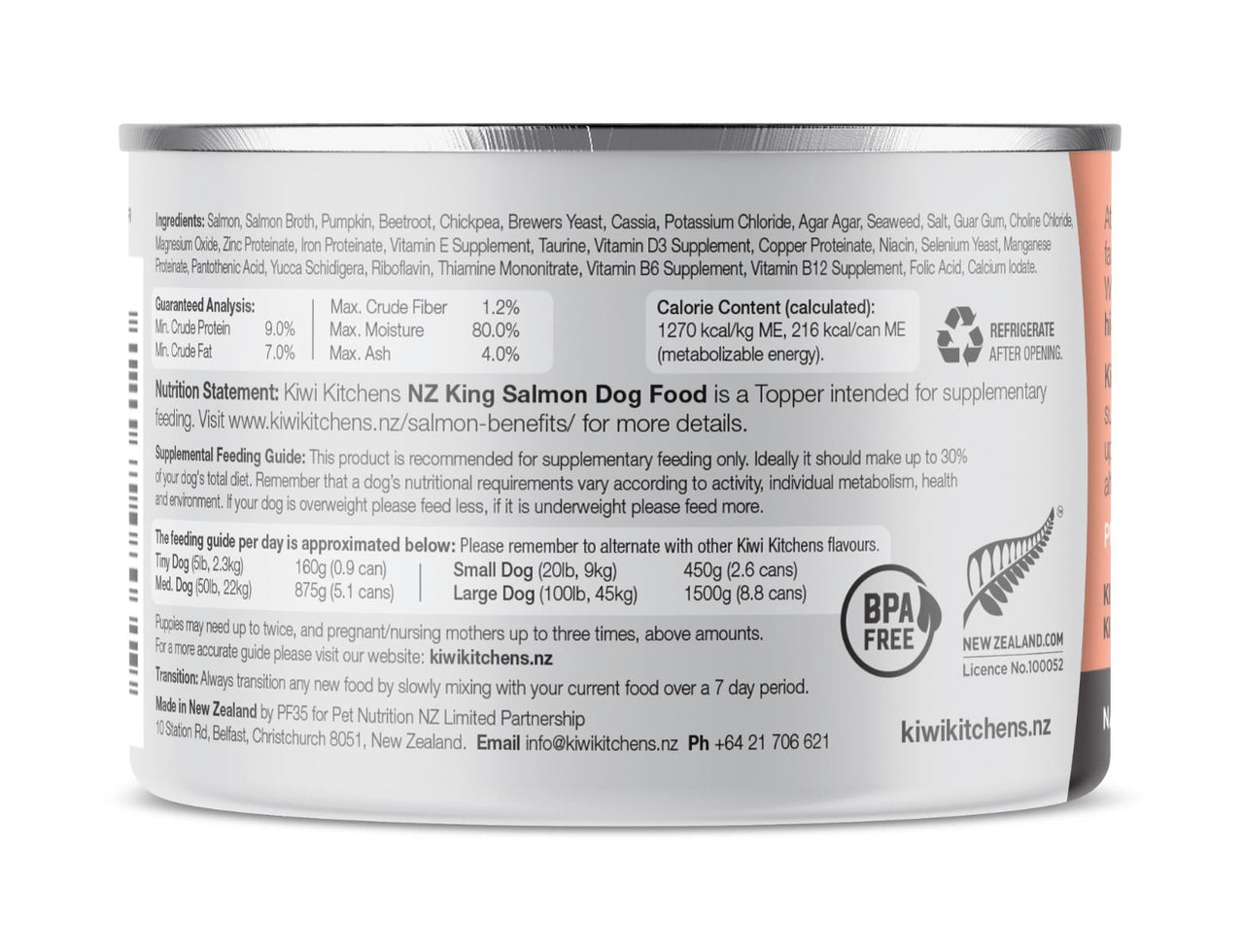 Kiwi Kitchens King Salmon Topper for Supplemental Feeding Canned Wet Dog Food - 170g