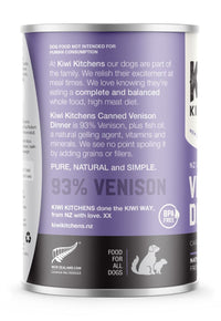 Thumbnail for Kiwi Kitchens Grass Fed Venison Dinner Canned Wet Dog Food - 170g