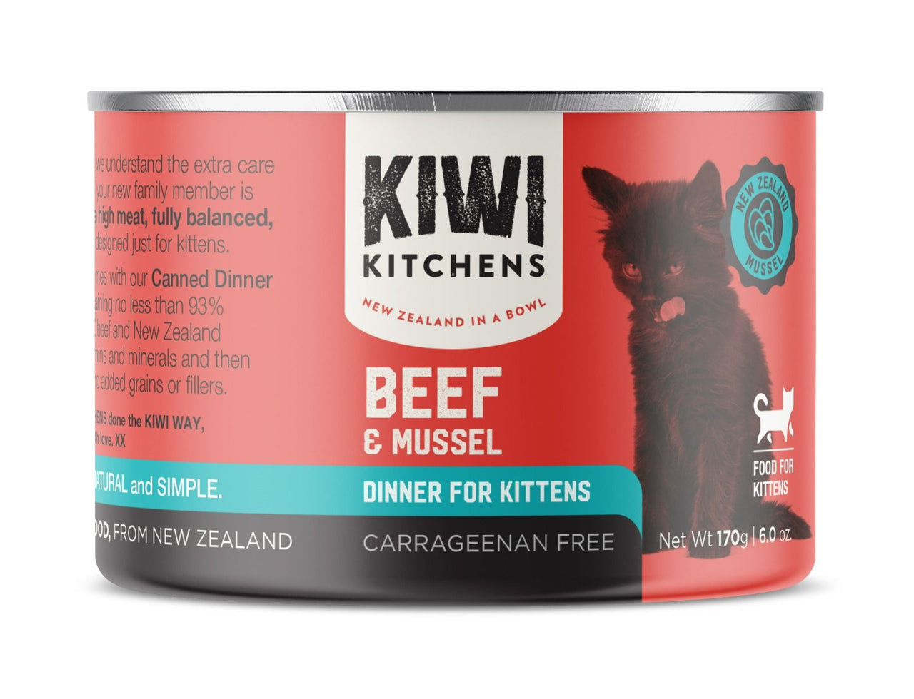 Kiwi Kitchens Beef & Mussel Dinner Canned Wet Kitten Food - 85g