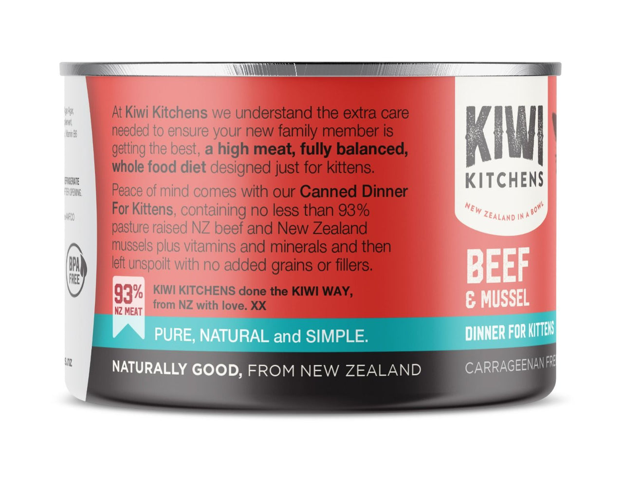 Kiwi Kitchens Beef & Mussel Dinner Canned Wet Kitten Food - 85g