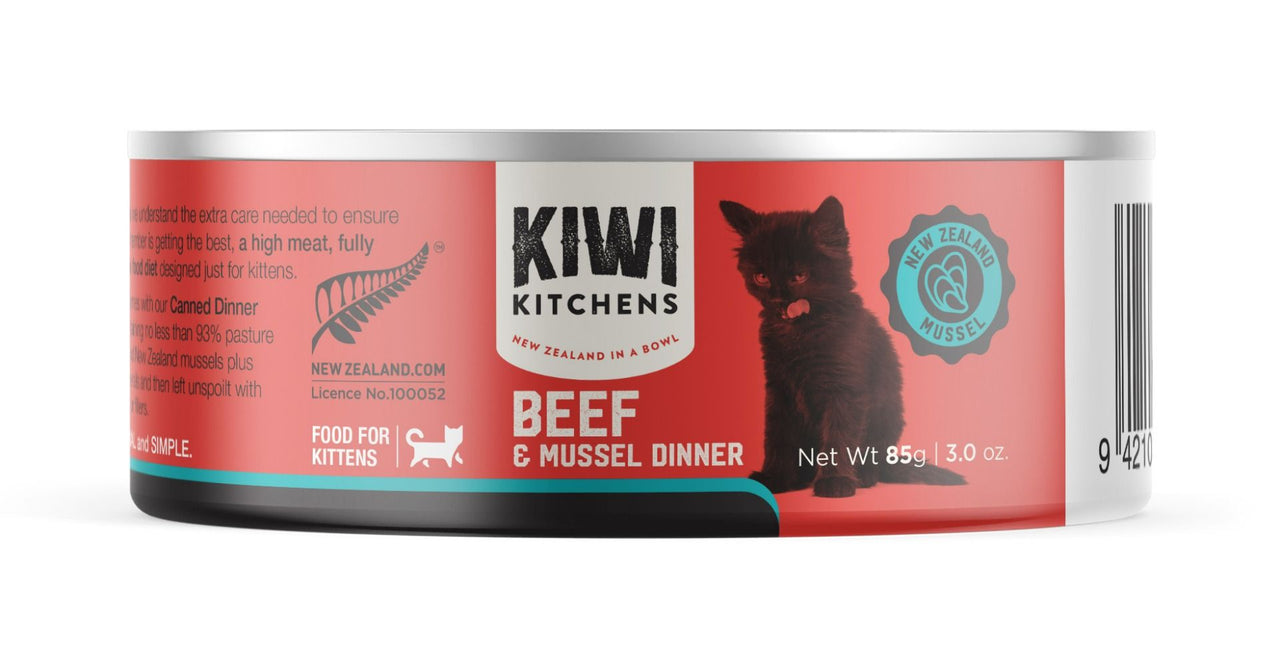 Kiwi Kitchens Beef & Mussel Dinner Canned Wet Kitten Food - 85g