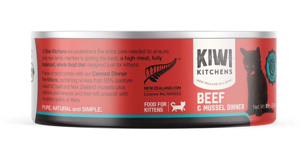 Kiwi Kitchens Beef & Mussel Dinner Canned Wet Kitten Food - 170g