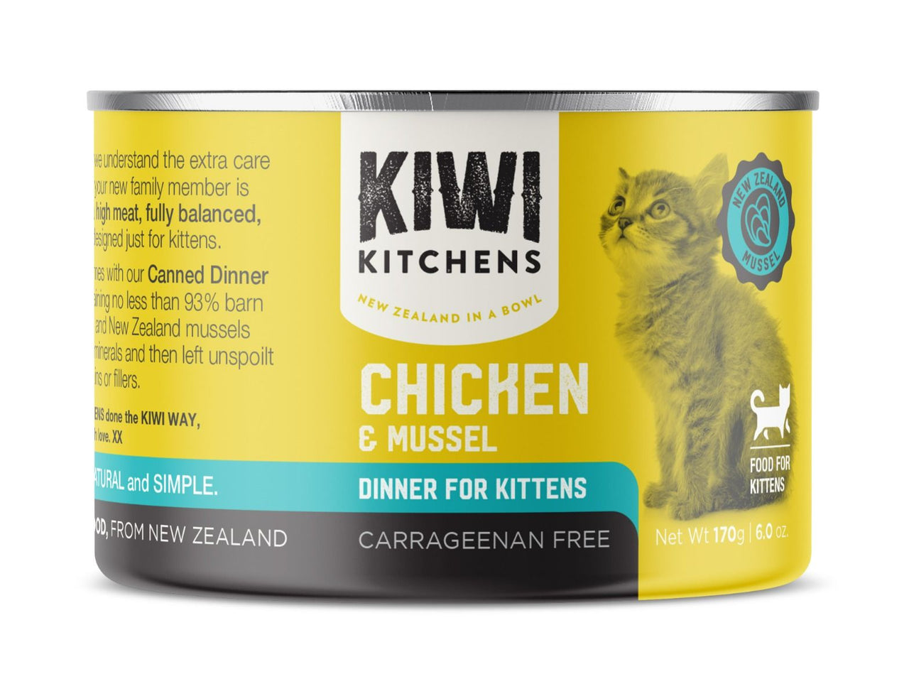 Kiwi Kitchens Chicken & Mussel Dinner Canned Wet Kitten Food  - 170g