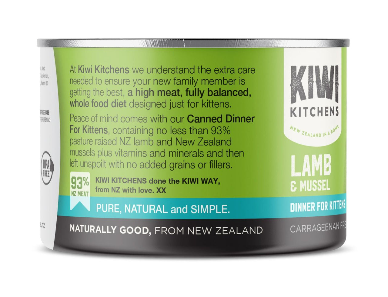 Kiwi Kitchens Lamb & Mussel Dinner Canned Wet Kitten Food - 170g