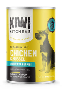 Thumbnail for Kiwi Kitchens Barn Raised Chicken & Mussel Dinner Canned Wet Puppy Food - 375g