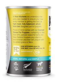 Thumbnail for Kiwi Kitchens Barn Raised Chicken & Mussel Dinner Canned Wet Puppy Food - 170g