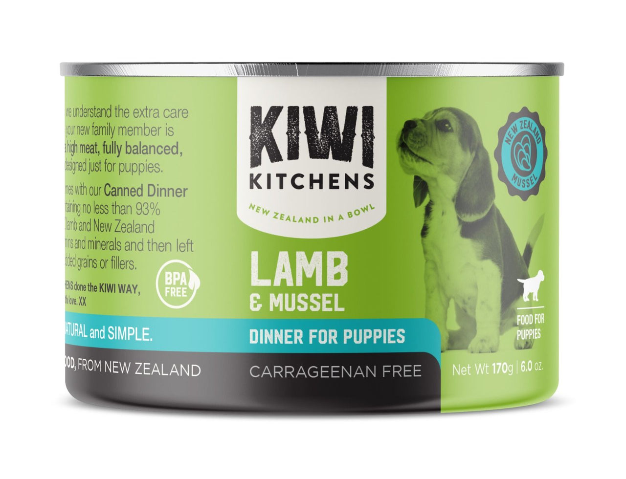 Kiwi Kitchens Grass Fed Lamb & Mussel Dinner Canned Wet Puppy Food - 170g