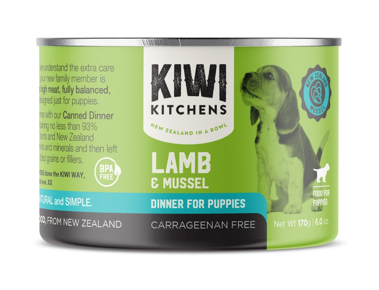 Kiwi Kitchens Grass Fed Lamb & Mussel Dinner Canned Wet Puppy Food - 395g