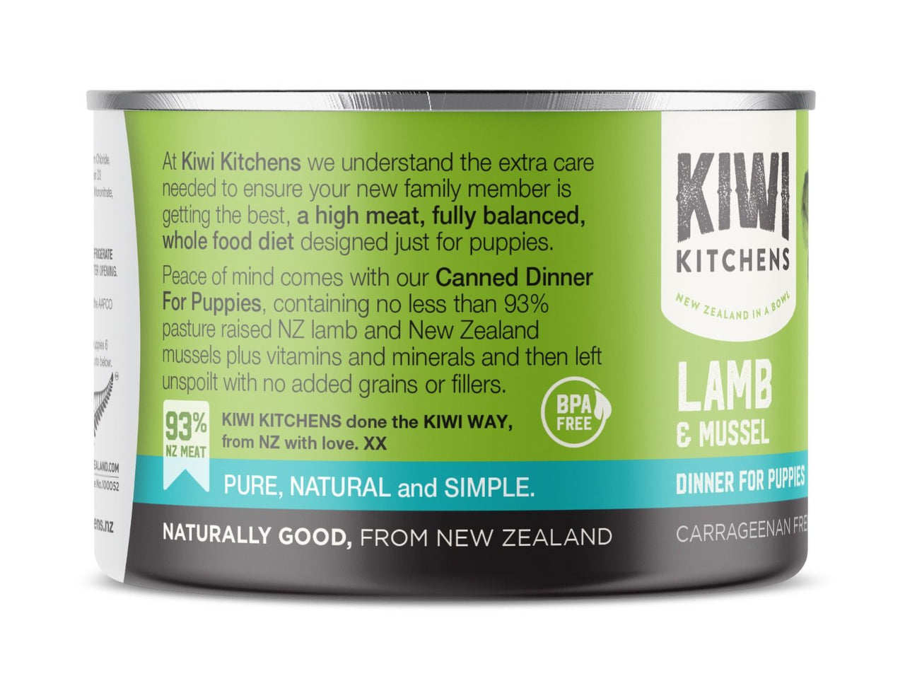 Kiwi Kitchens Grass Fed Lamb & Mussel Dinner Canned Wet Puppy Food - 170g