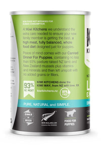 Thumbnail for Kiwi Kitchens Grass Fed Lamb & Mussel Dinner Canned Wet Puppy Food - 170g