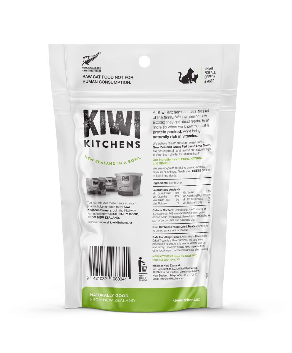 Kiwi Kitchens Raw Freeze Dried Lamb Liver Cat Treats 30g - 30g