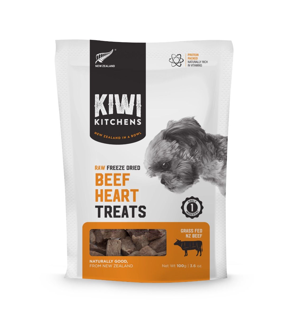 Kiwi Kitchens Raw Freeze Dried Beef Heart Dog Treats - 100g