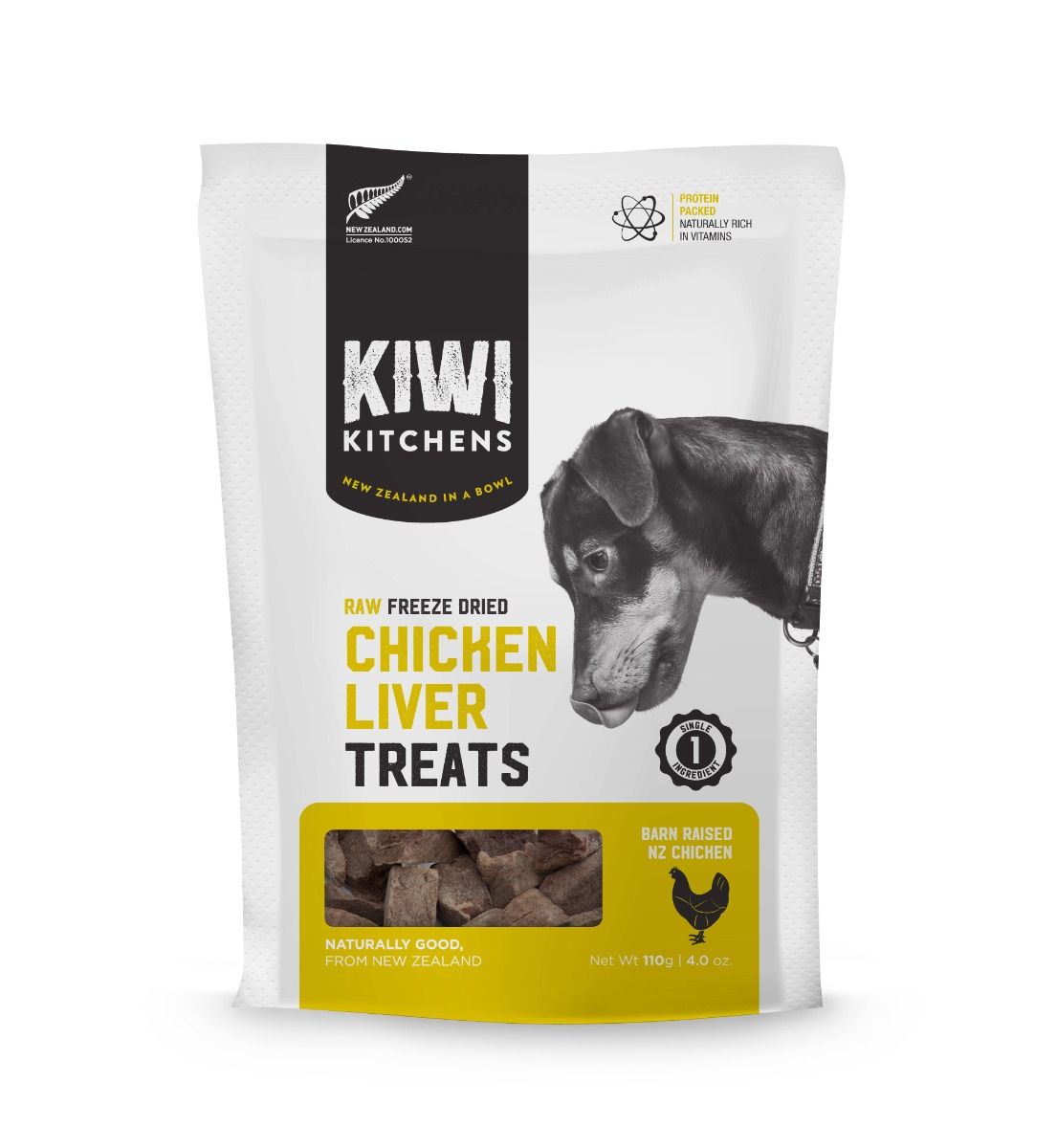 Kiwi Kitchens Raw Freeze Dried Chicken Liver Dog Treats - 110g