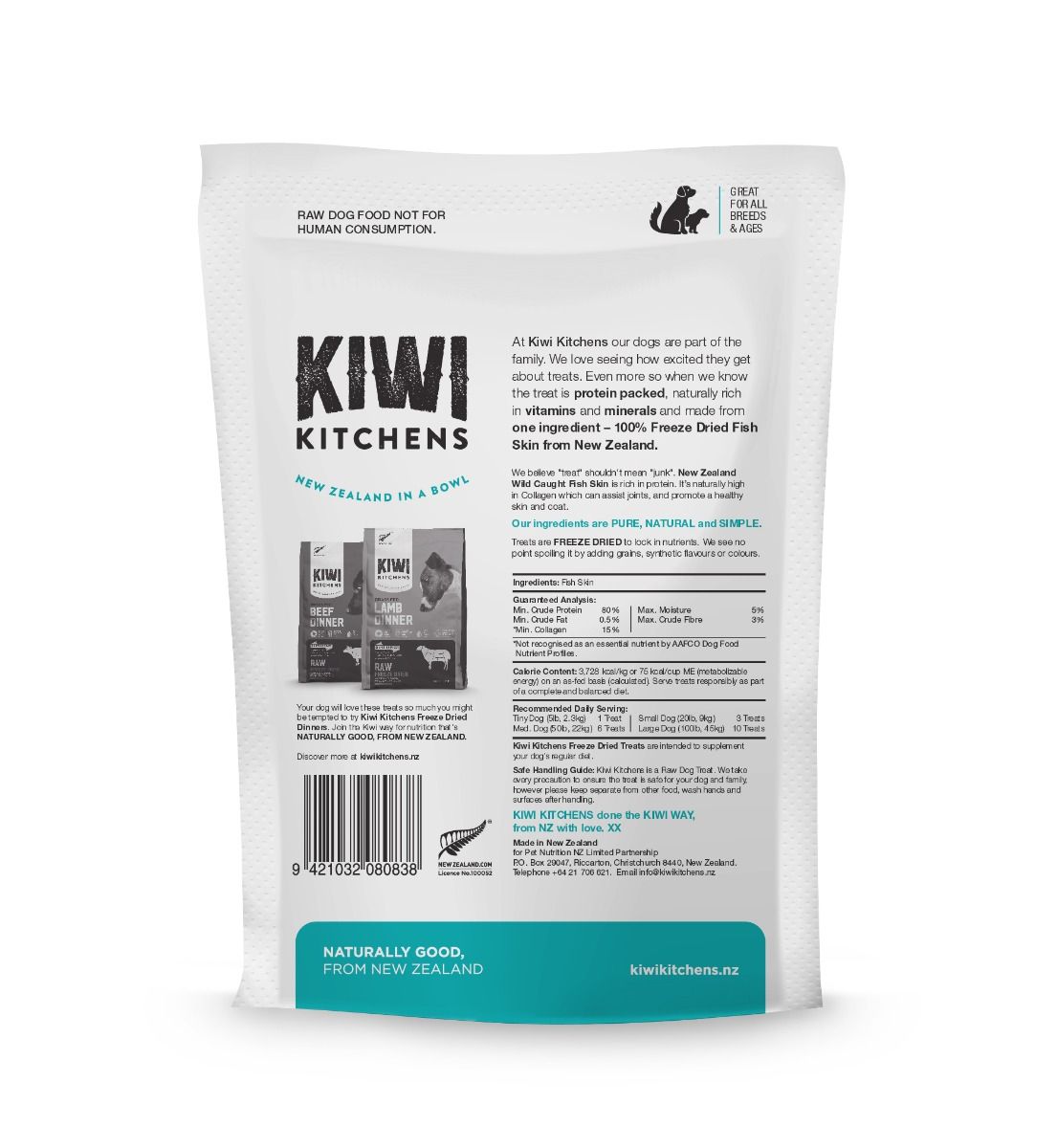 Kiwi Kitchens Raw Freeze Dried Fish Skin Dog Treats - 50g