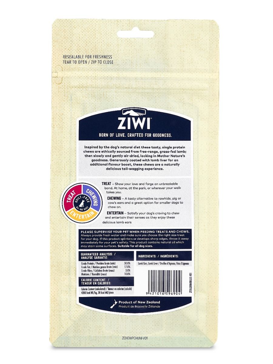 ZIWI Peak Lamb Ears Liver Coated Dog Treats 60g - 60G