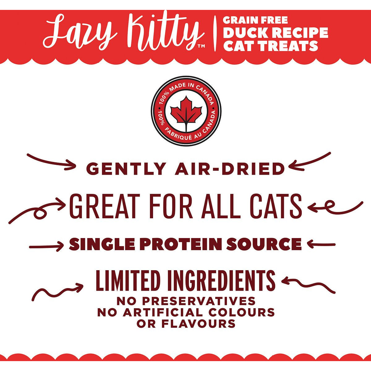 Lazy Kitty Air-Dried Grain-Free Cat Treats –  Duck Recipe 3oz / 85gm