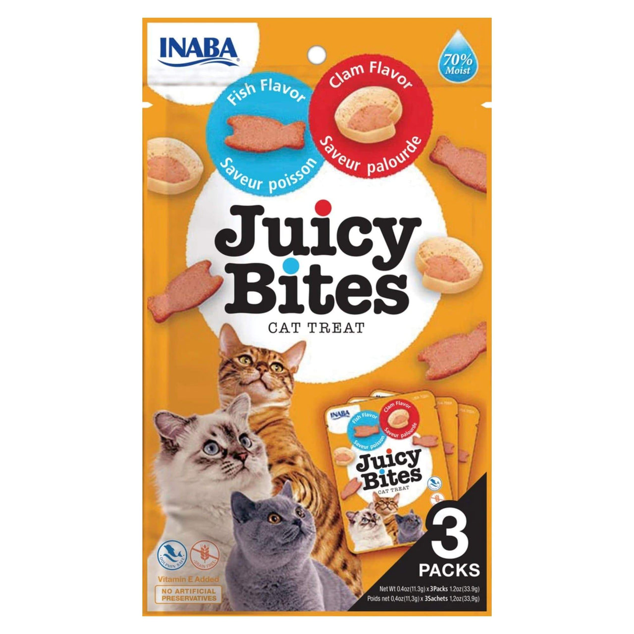 INABA Juicy Bites Fish & Clam Flavor 33.9g - 3 pouches per pack