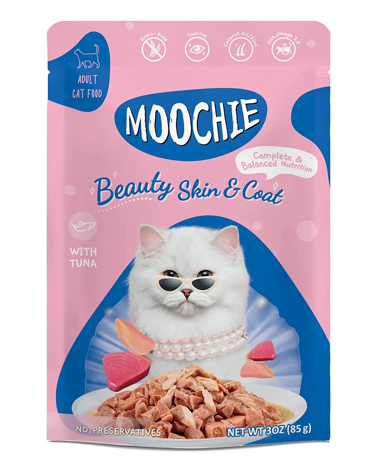 Moochie Cat Food Mince with Tuna - Beauty Skin & Coat Pouch 70g