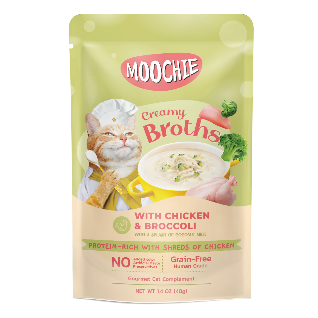 MOOCHIE CREAMY BROTH WITH CHICKEN & BROCCOLI 40g Pouch