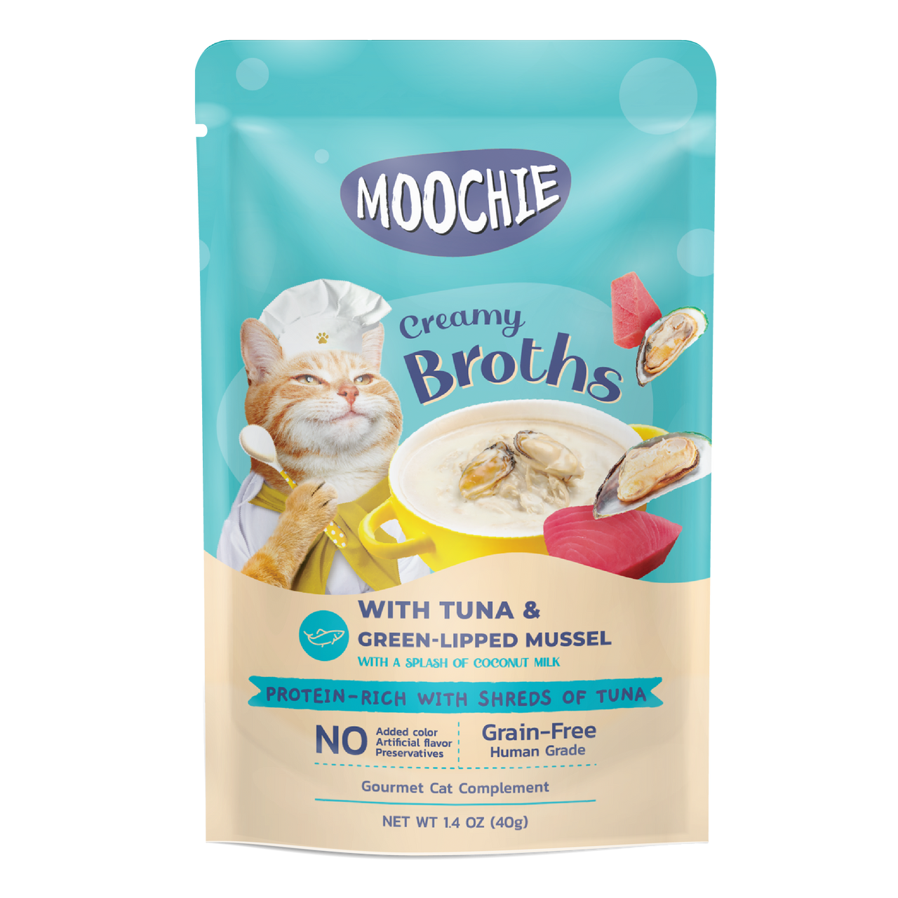 MOOCHIE CREAMY BROTH WITH TUNA & GREEN-LIPPED MUSSEL 40g Pouch