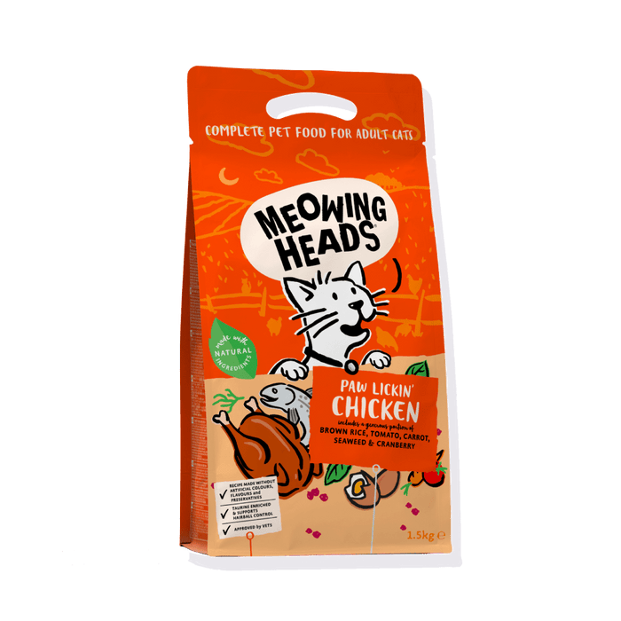 Meowing Heads Paw Lickin' Chicken Adult Dry Cat Food - 1.5kg