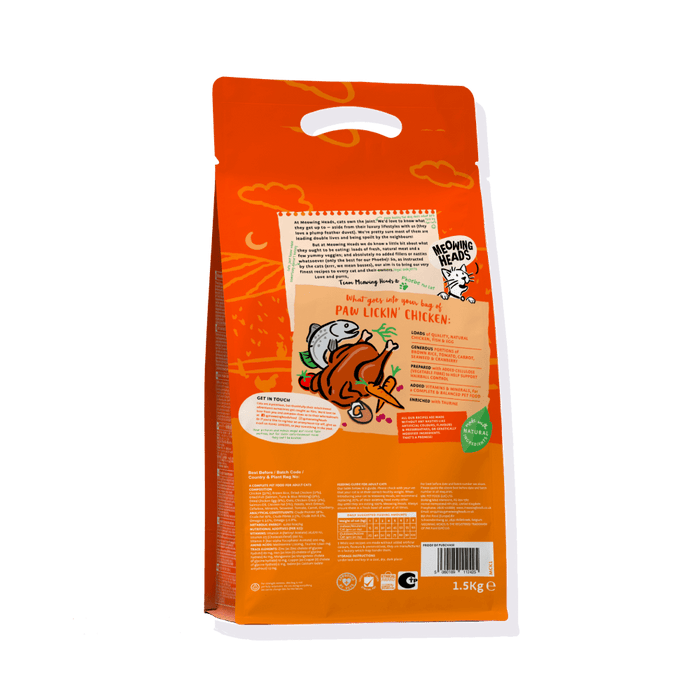 Meowing Heads Paw Lickin' Chicken Adult Dry Cat Food - 1.5kg